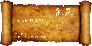 Hajek Pál névjegykártya